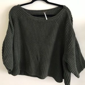 Free People cropped olive green sweater